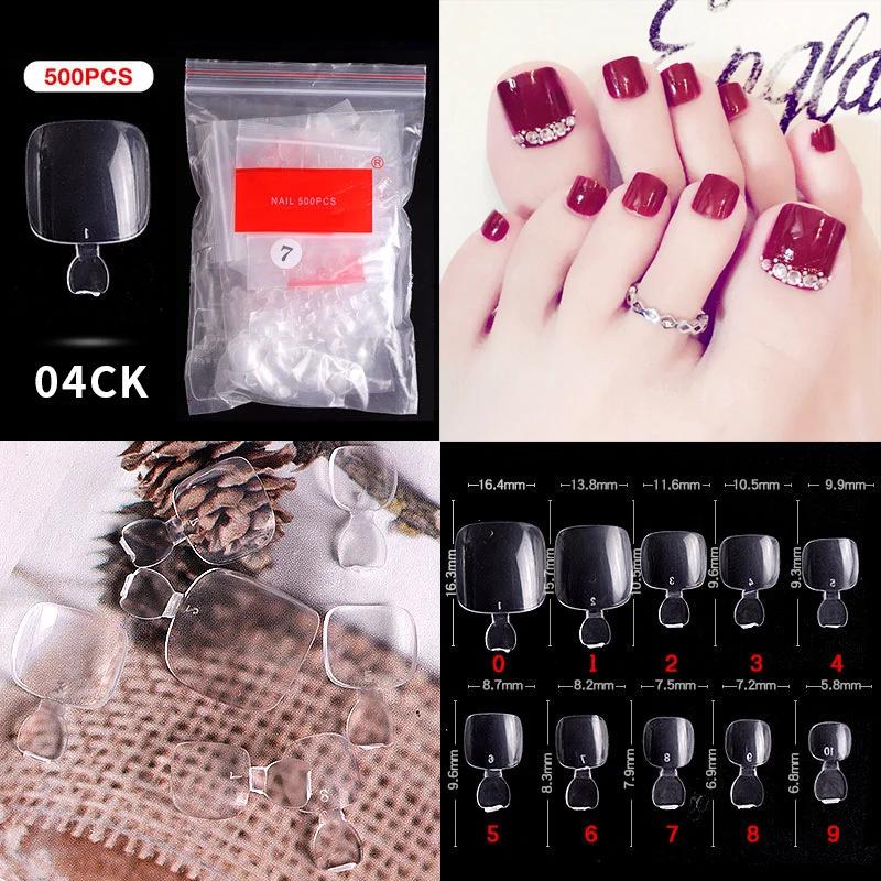 500PCS Natural Transparent Ballerina Almond  Round End Full/Half Ballet Coffin French False Nail Tips Fake Toenail Tip Manicure