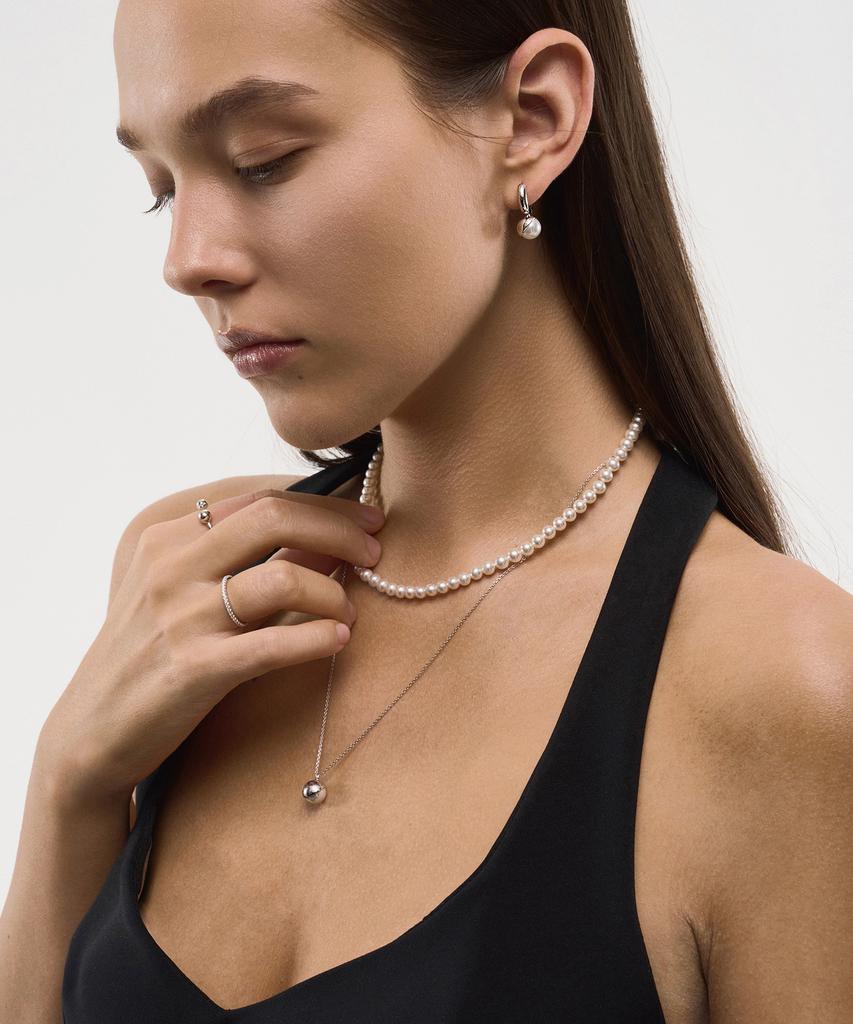 Lisse [925 Silver] Dot Pearl Hoop E