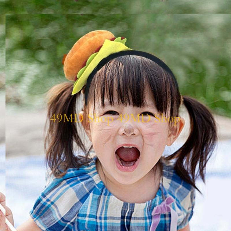49MD 3D Hamburger Design Hairband Layered and Realistic Headpiece School Event Props