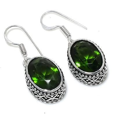 Natural Peridot Gemstone Handmade 925 Sterling Silver Gift Earring 1.42" F8c28