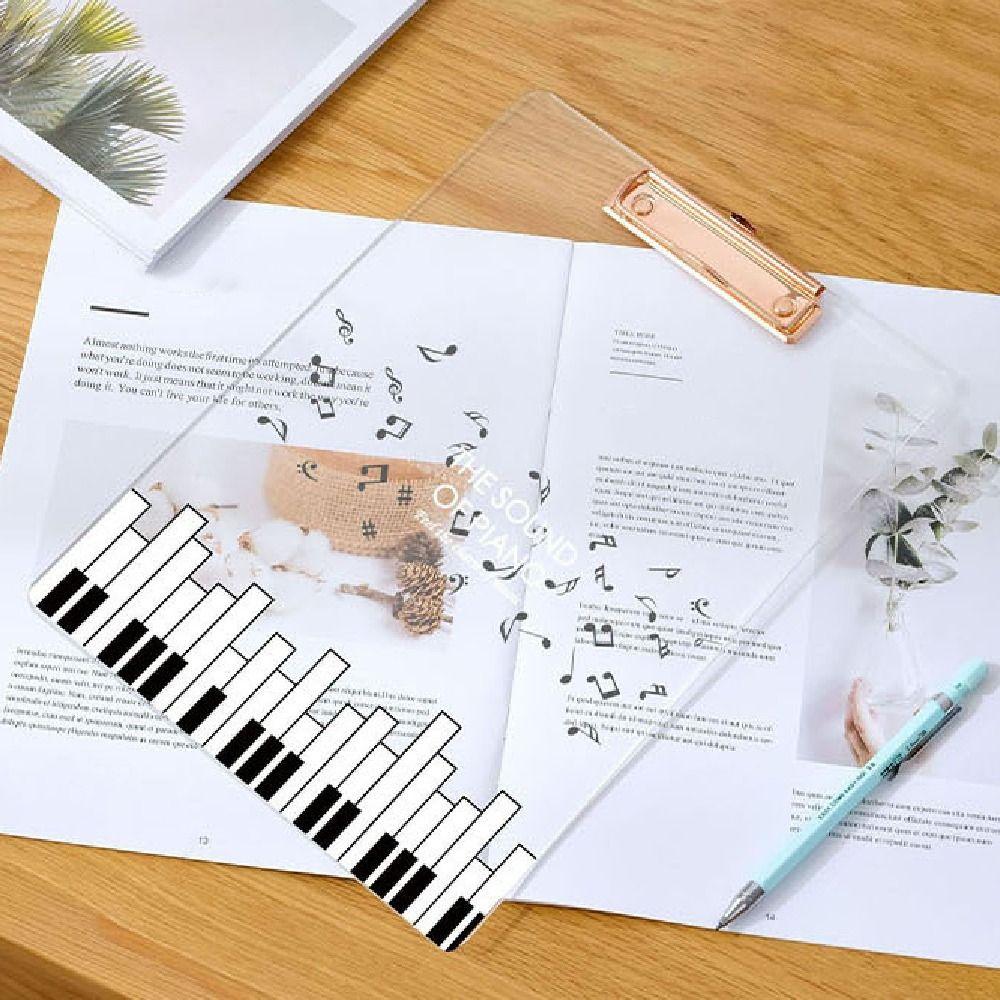 Music Theme Paper Clip Board Transparent Thickened Writing Clipboard Creative Portable Document Holder School Office Supplies