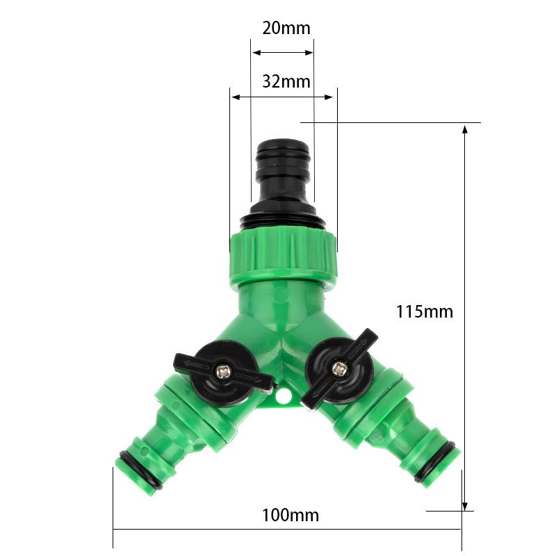 2 Way Garden Water Pipe Connectors Pipe Adapter Y Shape Hose Splitter Valve Three Way Plastic Valve With Switch
