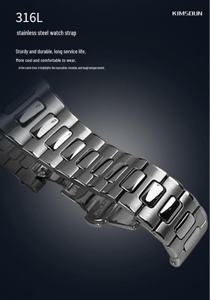 Jin Shidun Men's Luminous Quartz Skeleton Watch with Steel Band and Date Display.