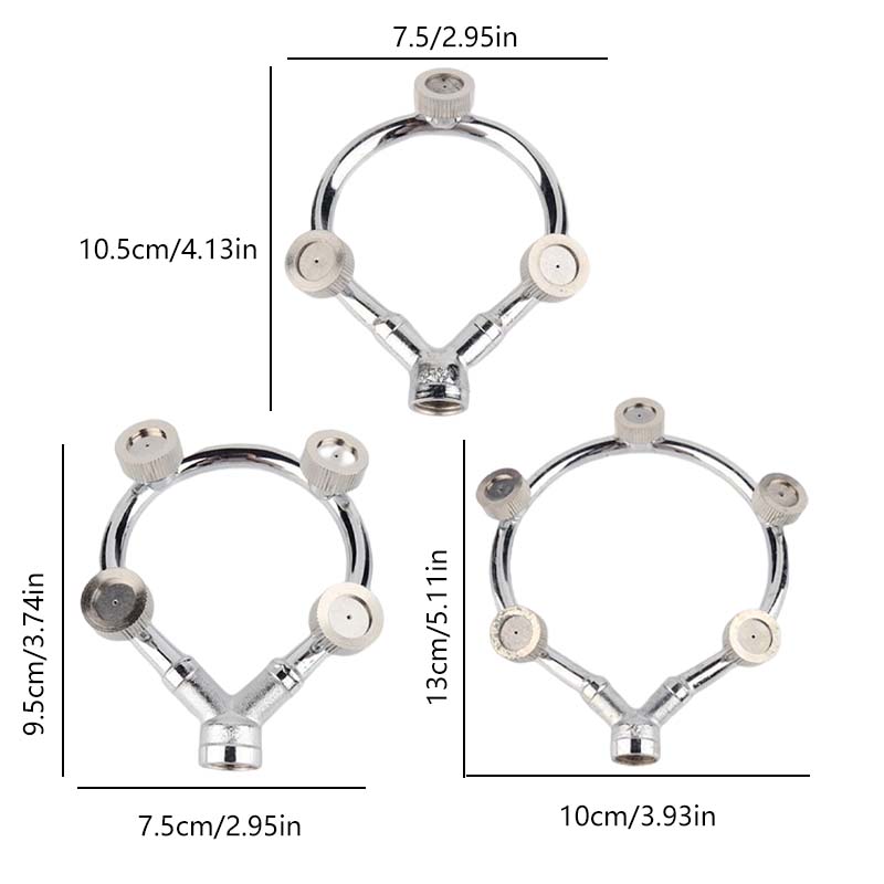 New Type Garden Water Mist Mobile Spray Stainless Steel Multi Head Round Atomizing Nozzle Annular Sprayer Garden Spray