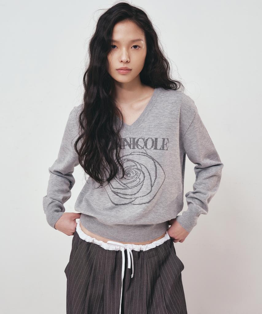 Nigaennikol Nicole Rose Jaquard Pullover Knit_Gray