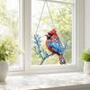 Red Bird Sun Catcher, 2D Acrylic Bird Hanging Decoration, Stained Glass Style Bluebird Suncatcher for Indoor Window Front Porch Decor