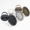 18x25mm 5pcs Antique Silver Plated/ Bronze/Black Brass Oval Adjustable Ring Settings Blank/Base,Fit 18x25mm Glass Cabochons