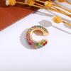 Retro Fashion C-Shaped Bling Ear Clips with Colored Diamonds - Trendy No-Pierce Earrings