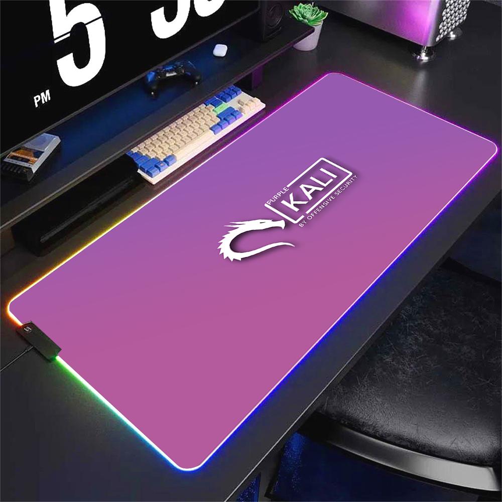 Deskmat Kali Linux Xxl Mouse Pad Gamer Rgb Pc Cabinet Gaming Accessories Keyboard Mousepad Anime Carpet Mats Large Computer Mat