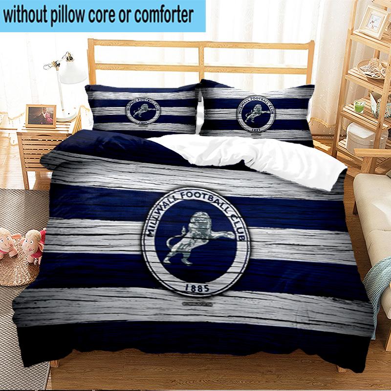 Millwall Fc Crest Design 3PCS Print Bedding Set, Includes A Duvet Cover and Two Pillowcases for Bedroom, Dormitory, Suitable for All Seasons
