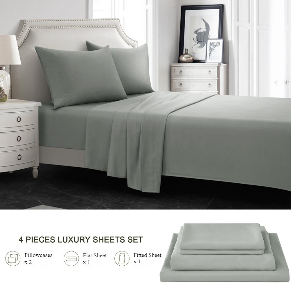 Sheet Set Breathable & Cooling Sheets Hotel Luxury Bed Sheets Extra Soft Easy Fit 4 Piece Set