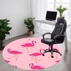 1pc Flamingo Pattern Chair Carpet for Office, Round Polyester Mat, Indoor Decor for Office, Easycare Fabric, Washable Non-slip Area Carpet