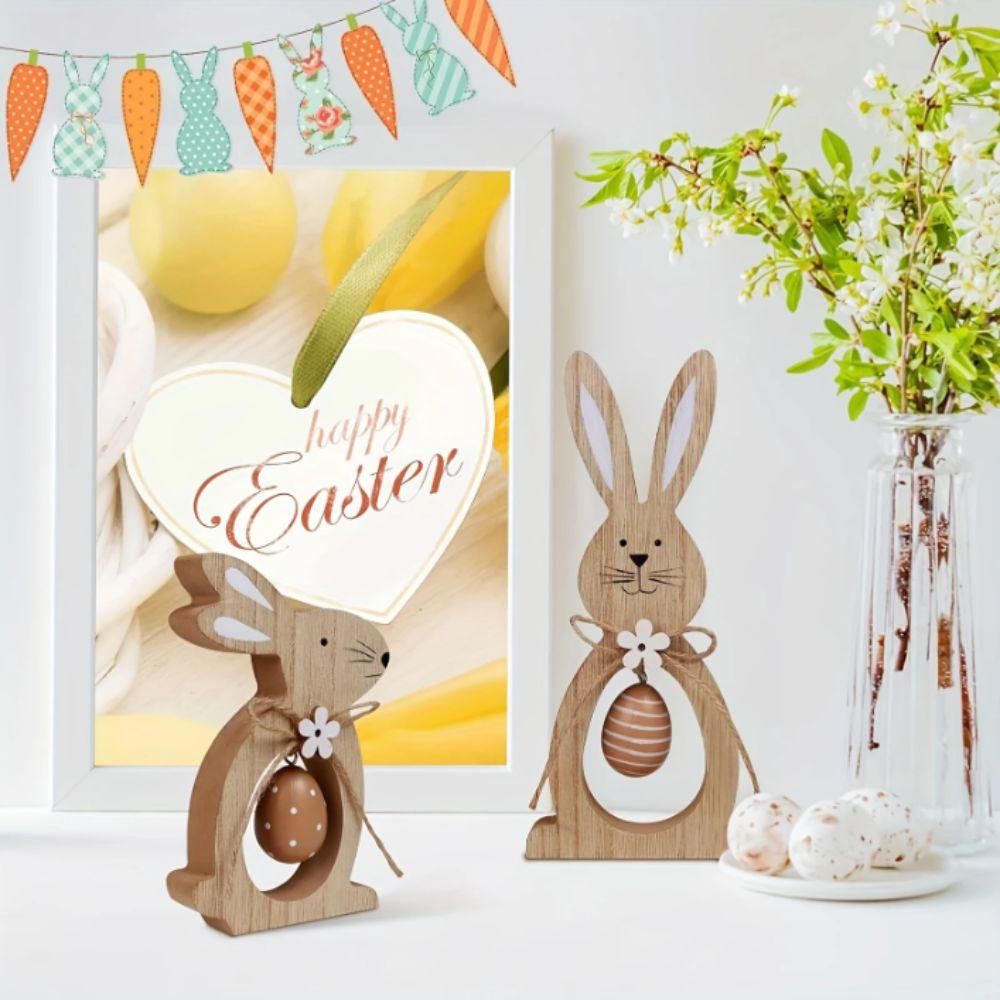 Wooden Material Wood Easter Decoration Festive Design Wooden Easter Decor  Party Decorations