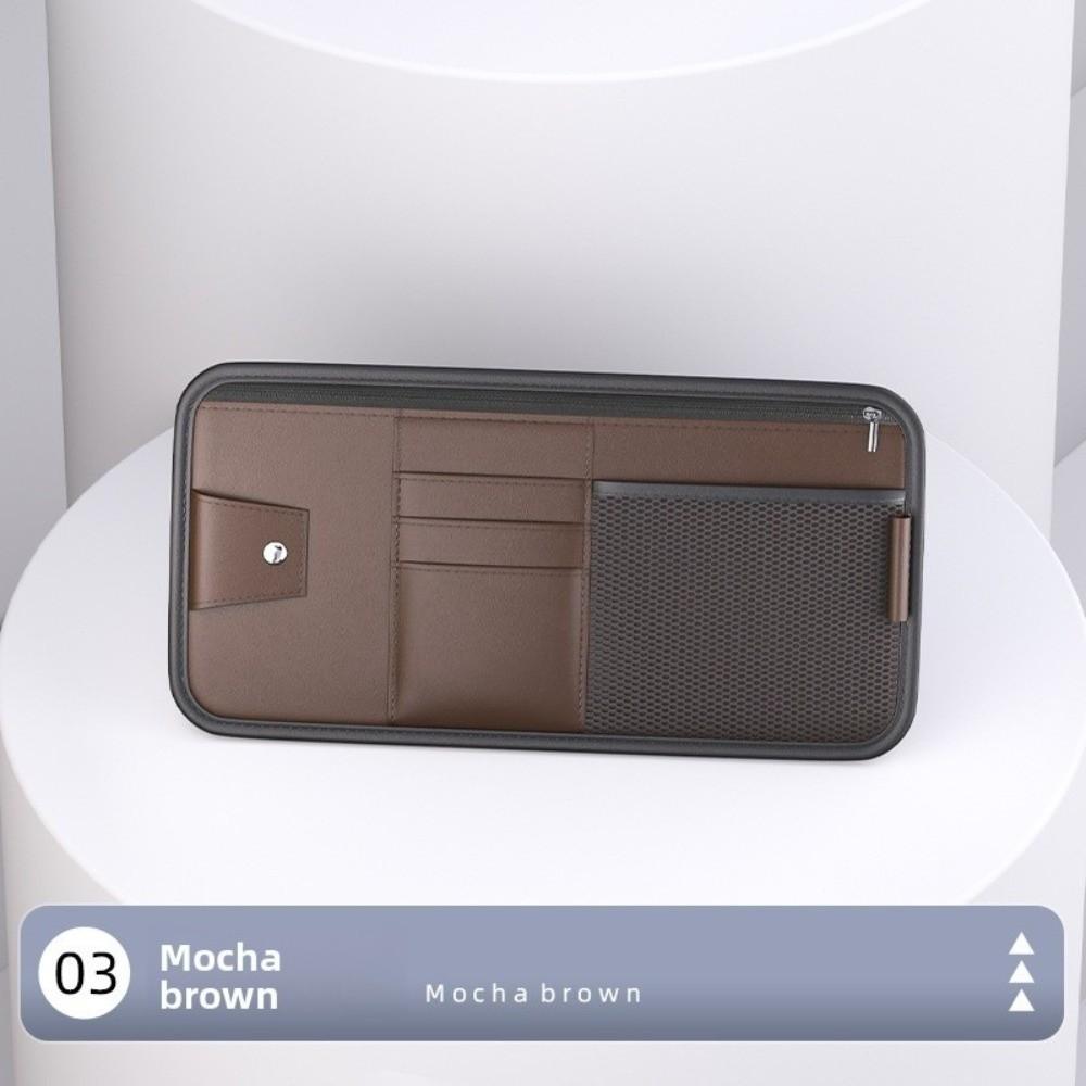 Solid Color Car Sun Visor Organizer Large Capacity Cards Holder Sunglasses Clip  Car Interior
