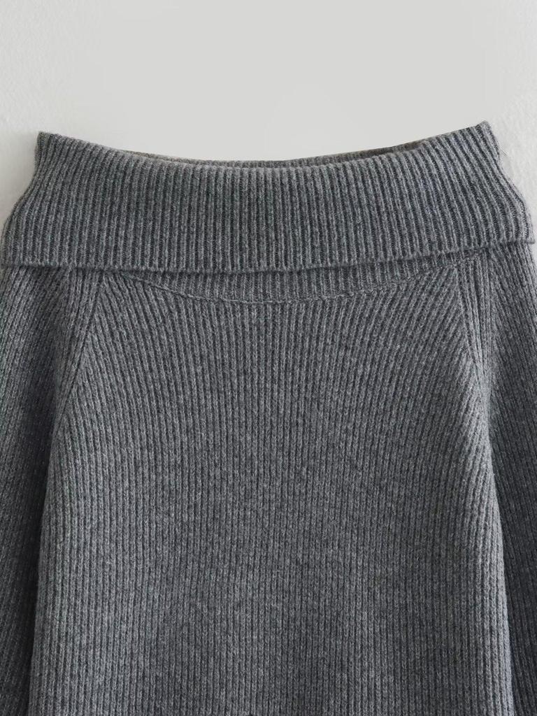 2024 Autumn/Winter Elegant Women's One-Shoulder Long-Sleeve Sweater Top