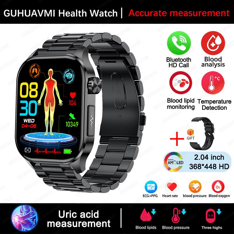 2025 Nowy Smartwatch do Zarządzania Zdrowiem Mężczyźni EKG+PPG Lipid Kwasu Moczowego Monitor Fitness Połączenia Bluetooth Smart Watch