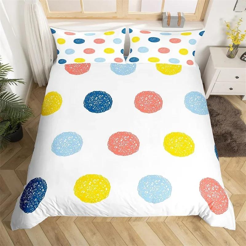 

Comforter Colorful Polka Dots King Circles Print Bedding Set Microfiber Watercolor Dots Comforter For Teen Girls Women Comforter (quilt)-EU Single(135*200cm)3pcs