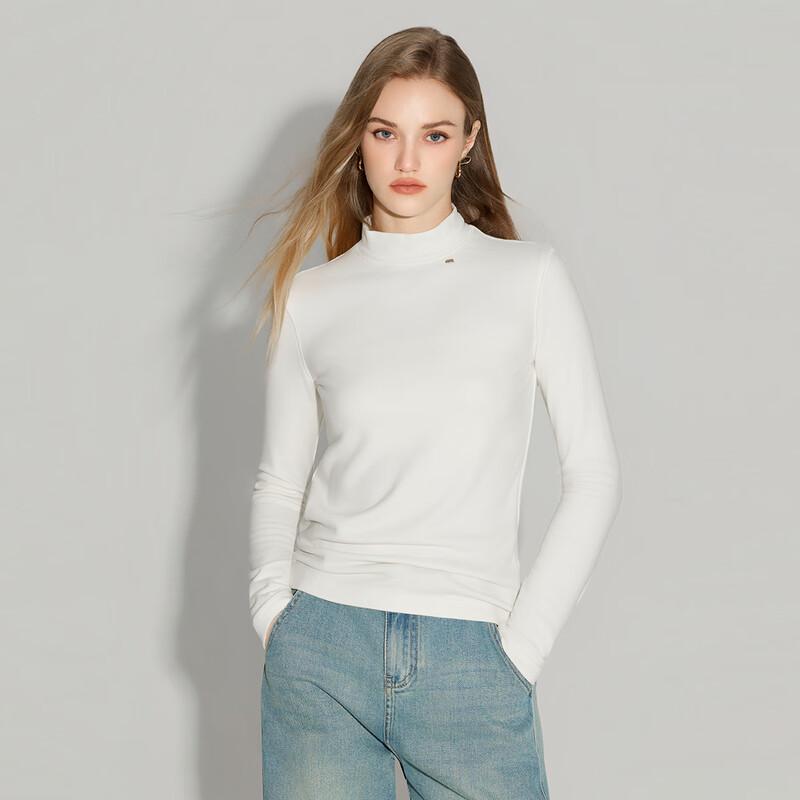 Shetu Women's Semi-High Collar Slim Fit Knit Tee