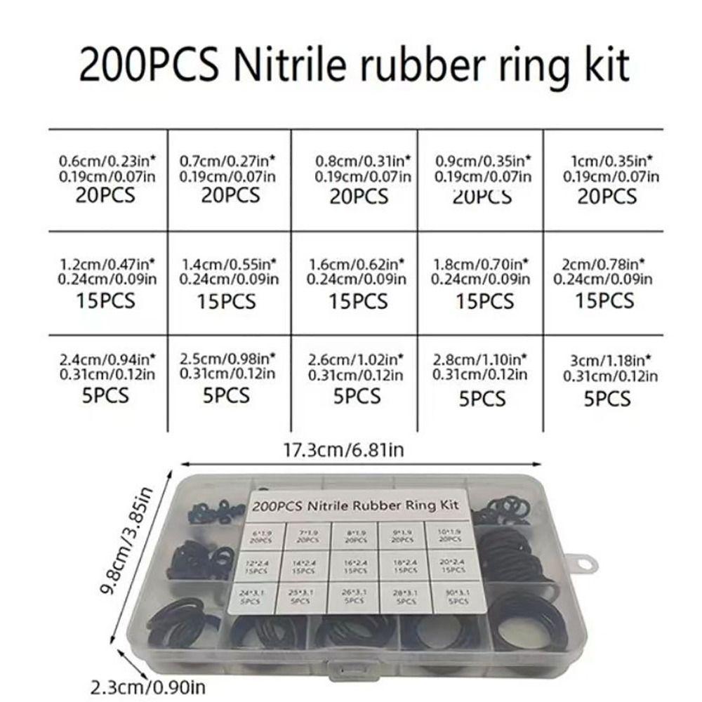 200Pcs With Box Washer Seals Nitrile Rubber Rubber Sealing Gaskets New O Ring