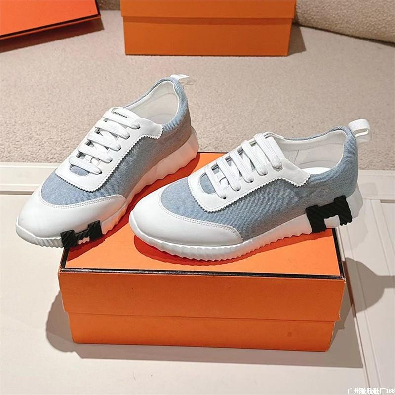 New H Cowhide Sports Breathable Trend Female Internet Celebrities with the Same Lightweight Male Couple Fashion White Shoes