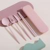 4Pcs/Set Non-slip Tableware Set Good Grip Durable BPA Free Spoon Fork Cutter Chopsticks Cutlery Set