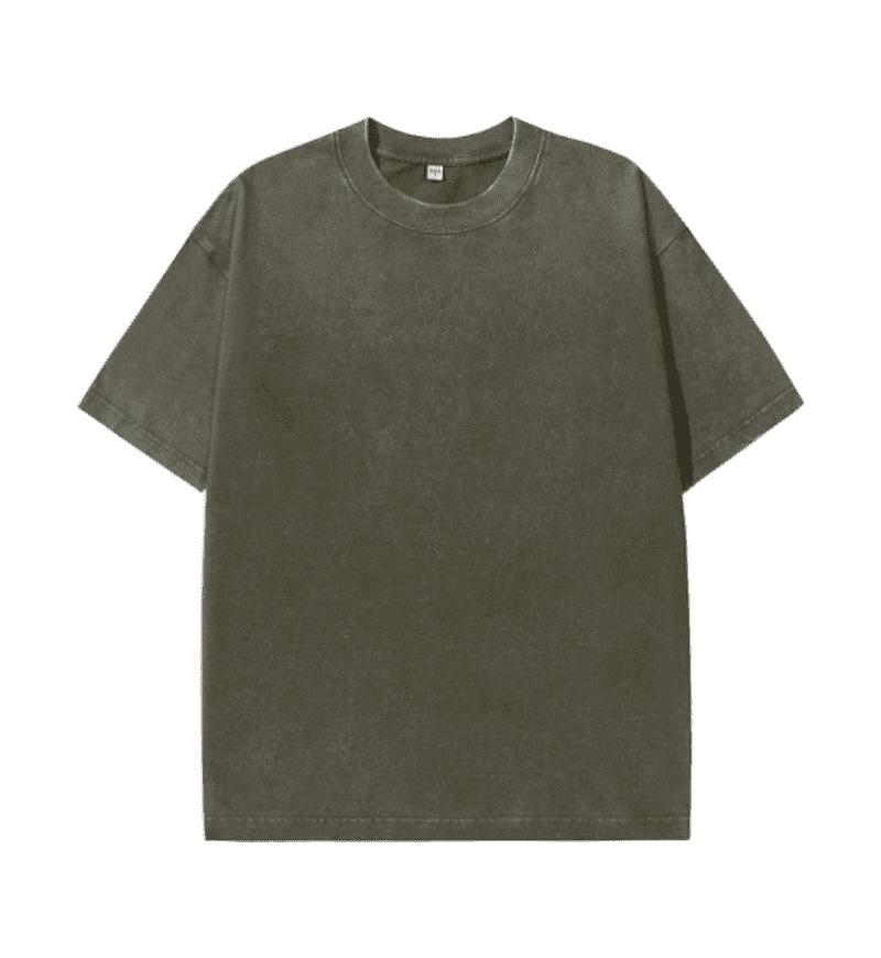 

Cotton retro round neck washed casual short-sleeved T-shirt solid color top XXXL армія зелений колір