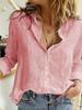 Solid Color Casual Loose Long Sleeve Linen Shirt for Spring and Autumn