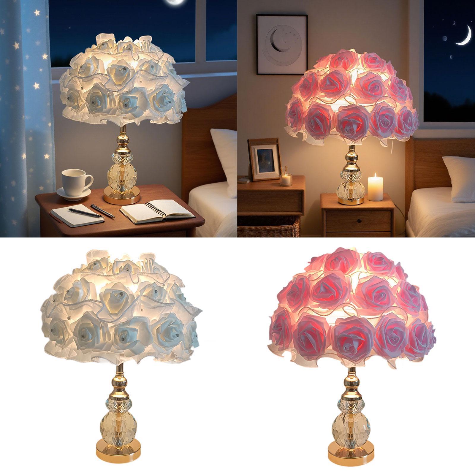 Rose Table Lamp NightStand Lamp Flower Rose Lamp for Office Hotel Study Room