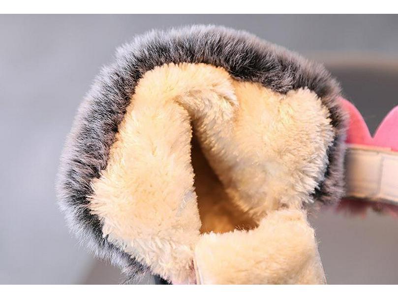 Cizme de zăpadă pentru copii de iarnă 2025, pentru fete, cu talpă plată, de prințesă, căptușite cu lână, pantofi de bumbac, groase, la modă, scurte, pentru bebeluși