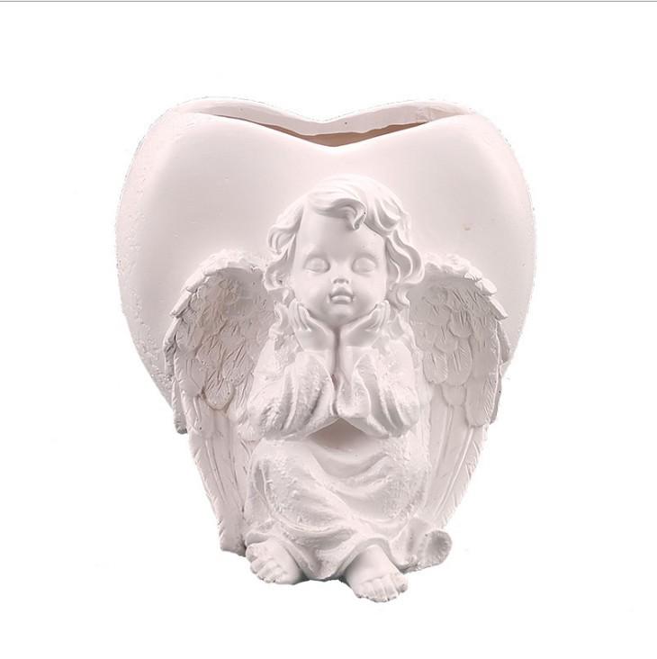 European Angel Resin Candlestick & Succulent Pot Ornament for Home Decor