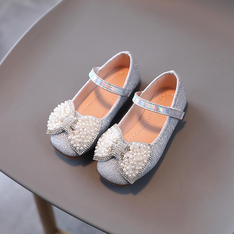 

Children s Princess Leather Shoes Fashion Sequin Bow Mary Janes Spring Autumn New Girl Shoes Soft Sole Single Shoes Dance Flats 24