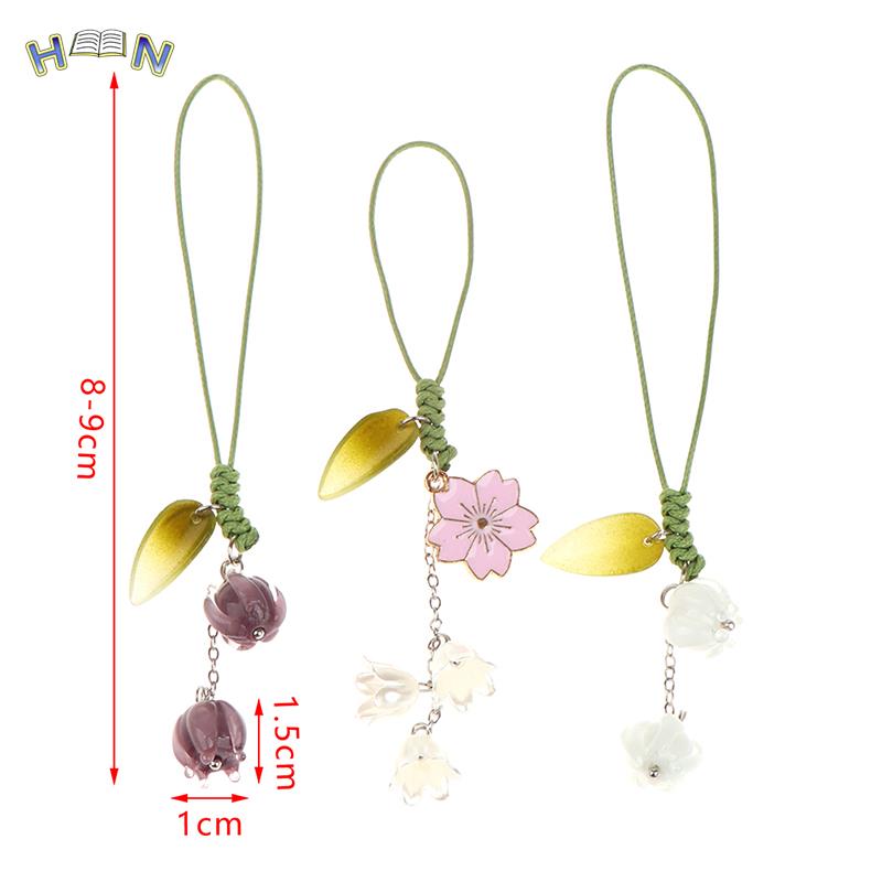 Cute Tulip Flowers phone Strap Lanyards Charms Mobile Phone Case Keychain Car Key Chains Headset Cover Hang