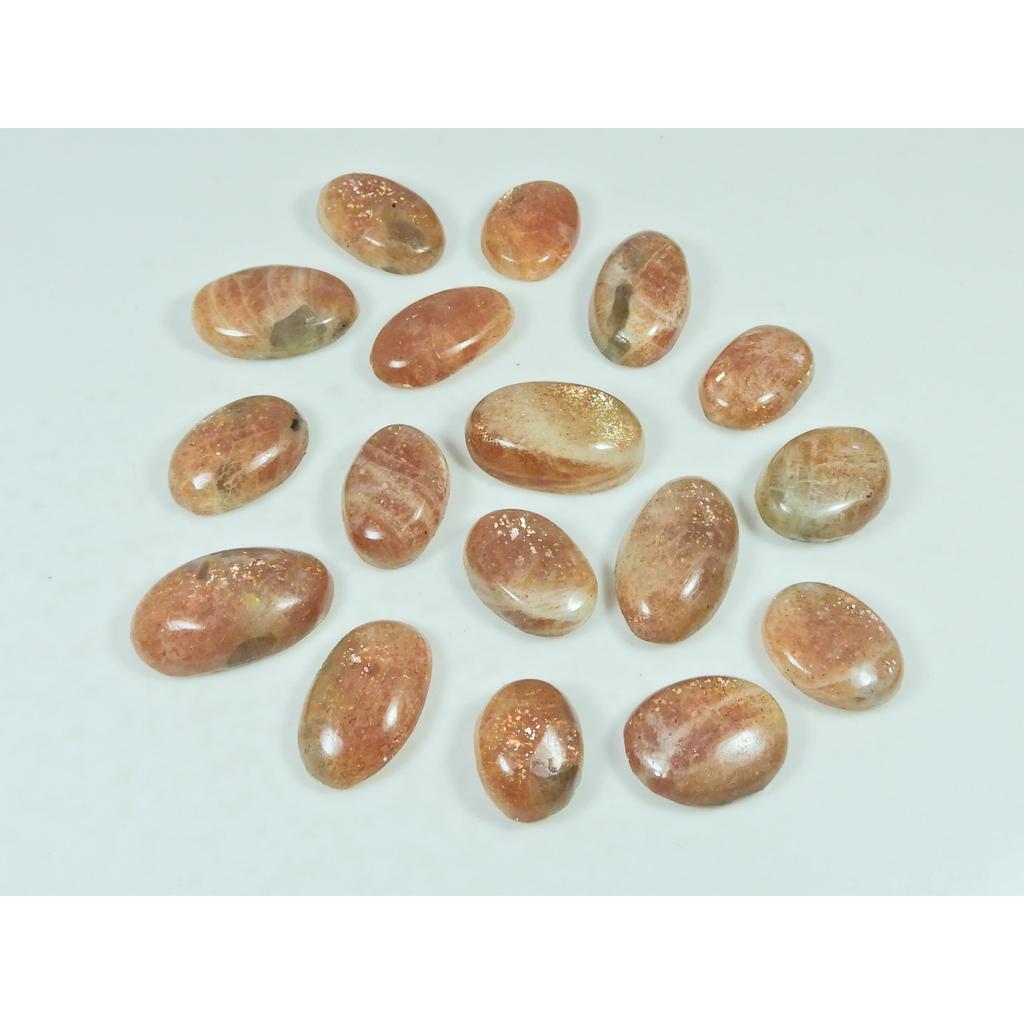 203Cts. Natural Sunstone oval Cabochon Loose Gemstone 17 Pcs Lot C-3836