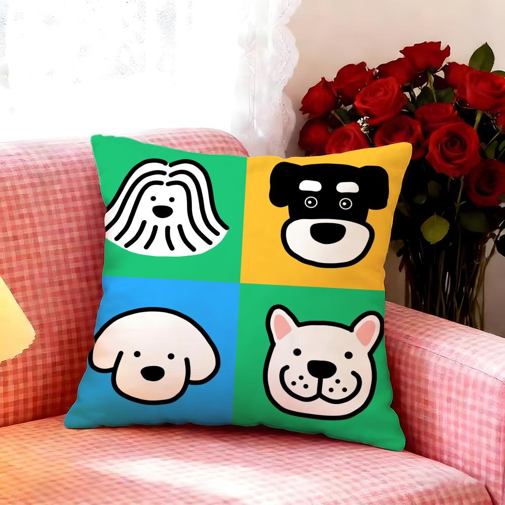 Gentle Cartoon Simple Cute Dog Cushion Cover Premium Soft Pillowcase SkinFriendly MultiPurpose for Home Office Travel