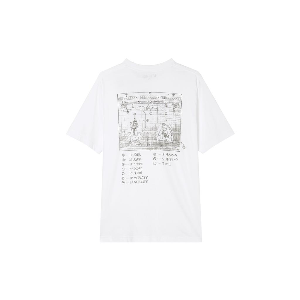 Uniqlo Street Fighter Collaboration SS24 Hand-Drawn Pattern Printed Crew Neck Short Sleeve T-Shirt Unisex Tops White 470741-00