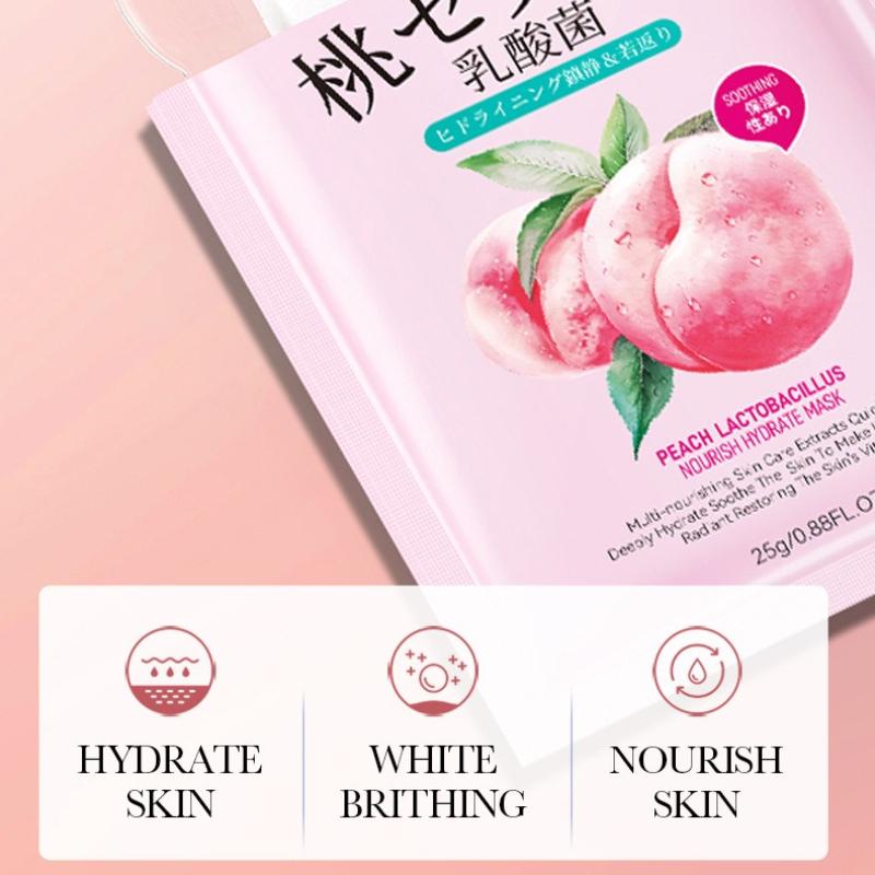 3pcs Peach Moisturizing Mask 25g Lactic Acid Bacteria Hydrating Moisturizing Mask Skin Care Products