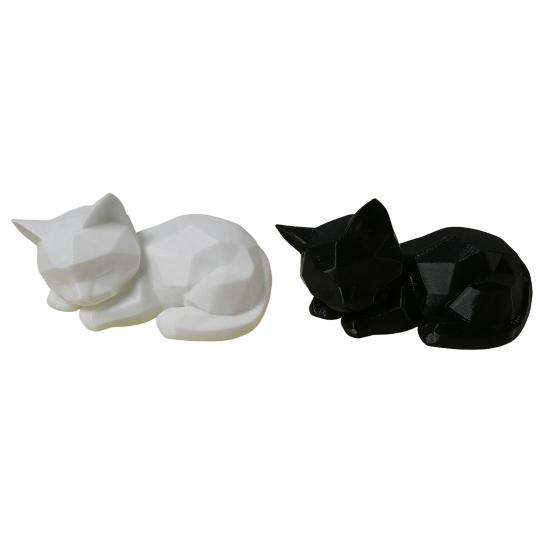 3D Printed Sleeping Cat Figurines Geometric Cat Statue Minimalist Cute Cat Art Crafts