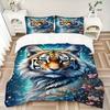 3pcs Tiger Fantasy Flowers Duvet Cover Set, Soft Comfortable Duvet Cover,Guest Room (1*Duvet Cover + 2*Pillowcase, Without Core) Yy251104130