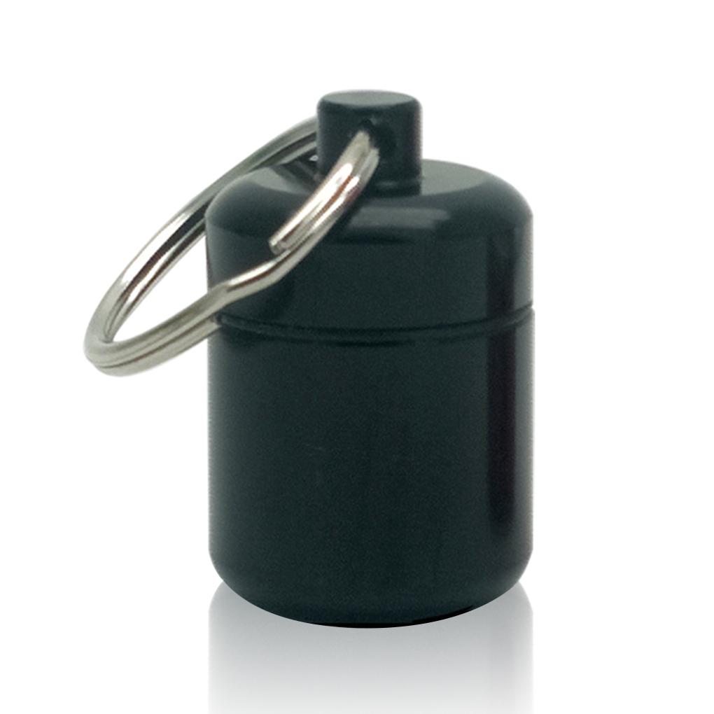 

Мини-коробка для таблеток из алюминиевого сплава, брелок, бутылка для рюкзака, личная, для взрослых, детей, пожилых людей, водонепроницаемый герметичный контейнер чёрный