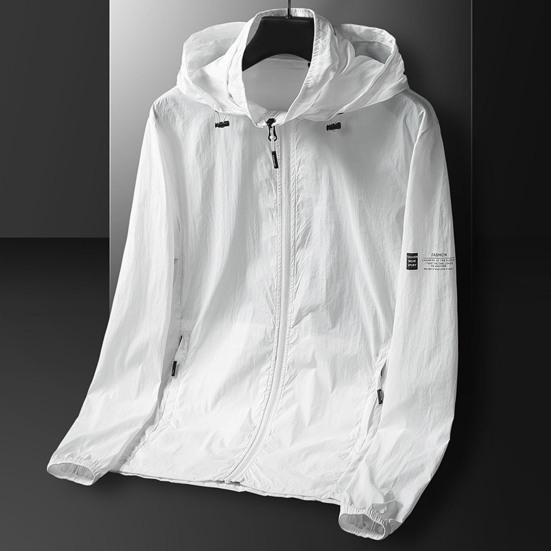 Letní venkovní sluneční ochranný kabát s kapucí a dlouhým rukávem, zipem a rozparkem, jednobarevný, 360stupňové pokrytí, ledově hedvábný, anti-UV svrchní oblečení