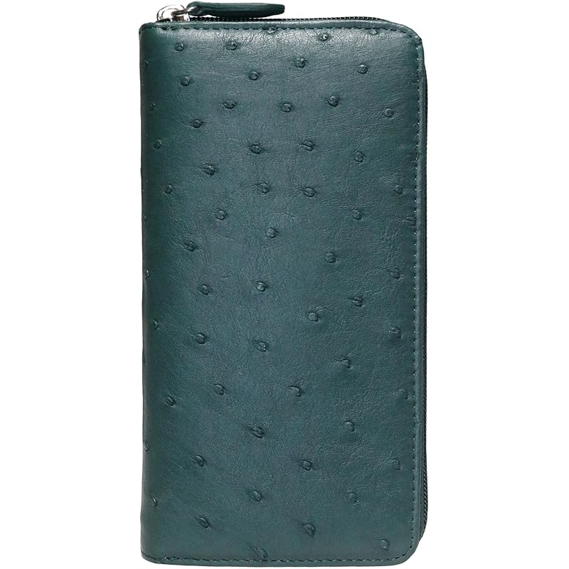 

[Berkut] green Ostrich wallet long wallet men s ladies genuine Ostrich long wallet genuine leather Genuine leather leather leather round zipper round