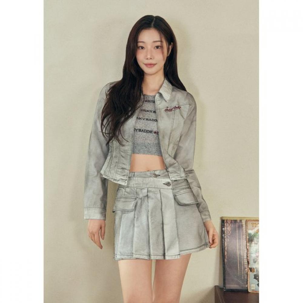 EGOIST Back Lace Up Slim Denim Jacket  Es2dz362 