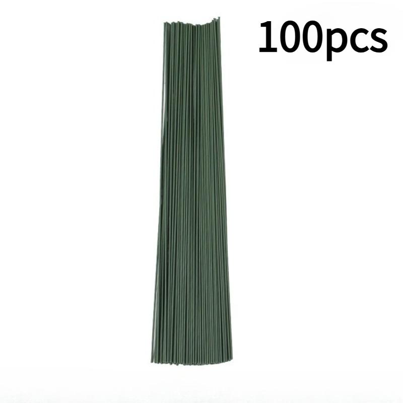 

100pcs 15.75inch Green Plastic-Coated Floral Wire for DIY Flower Arrangement, Artificial Flower Making, and Metal Stem Crafting