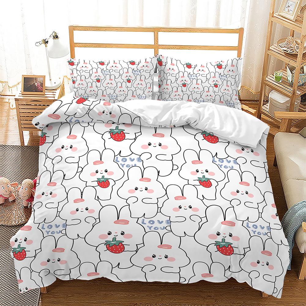 Tier-Thema Bettbezug-Set Quallen Meerjungfrau Cartoon-Muster Kawaii Bettwäscheset King Twin Full Size Polyester Bettdeckenbezug