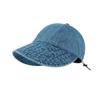Ruth Denim Bucket Hat Lady Big Head Circumference Plain Face Covering Cap Showing Small Face