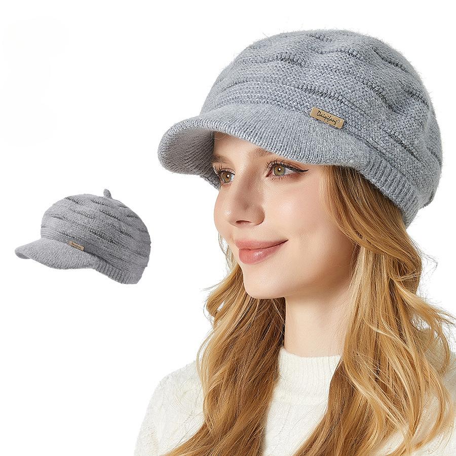 Rabbit Fur Hat Winter Thickened Middle-aged and Elderly Warm Hat Elegant High Elastic Double Layer Plus Velvet Ear Protection Hat