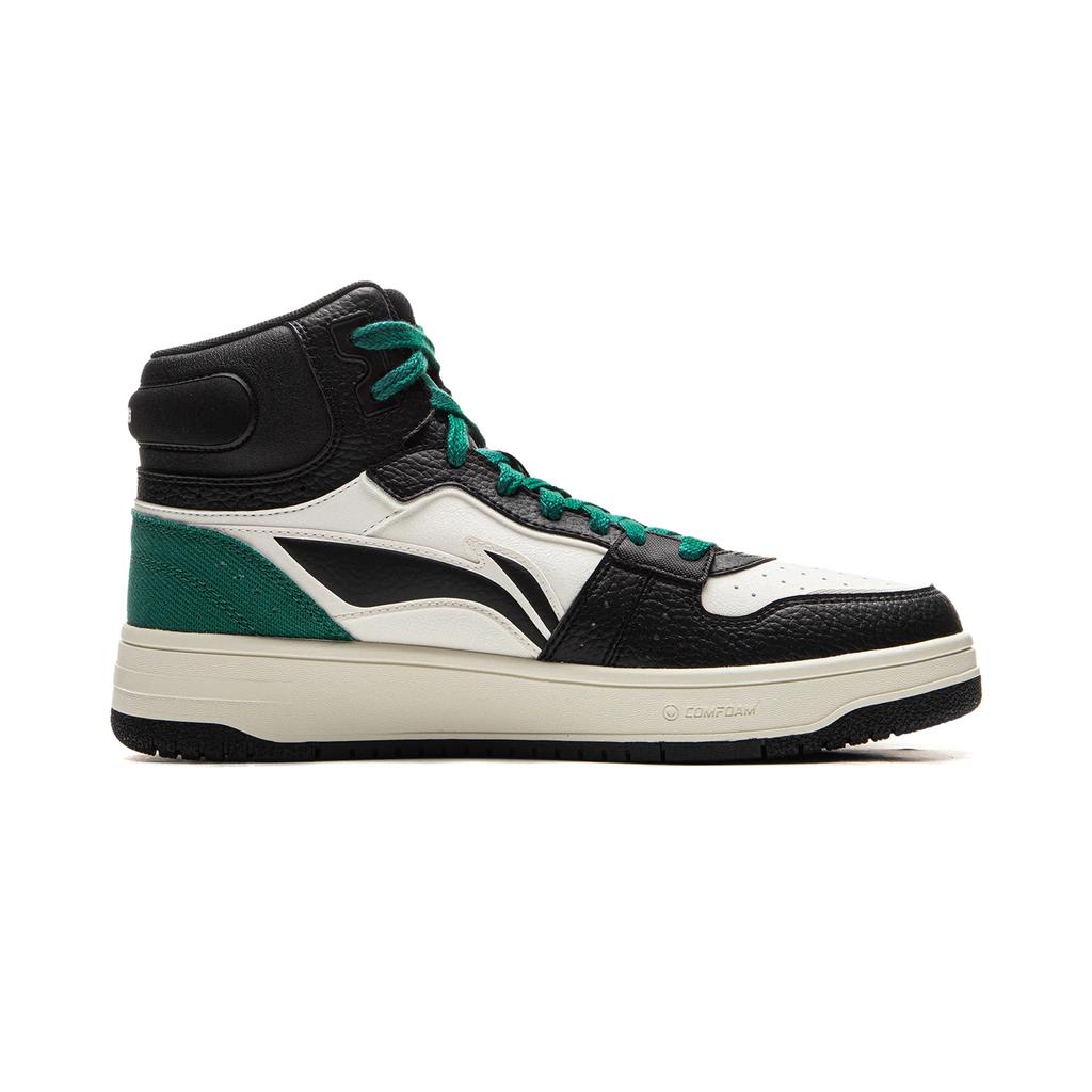 Li Ning Tianji Soft HI Slip Resistant Abrasion Resistant Mid top Skateboard Shoes Men's White Black Green AGCU367-2