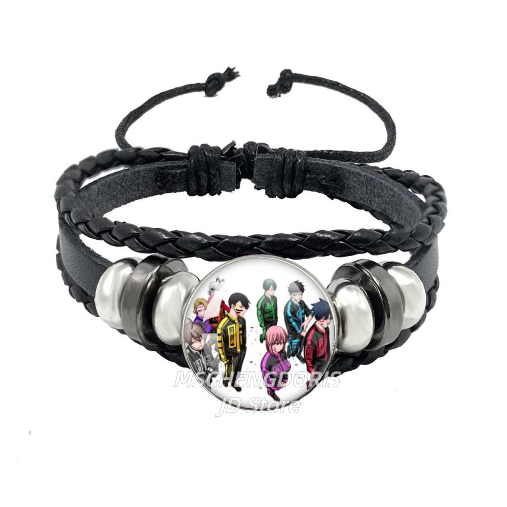 Tougen Anki Bracelet Glass Cabochon Handmade Black Leather Bracelet Jewelry Charm Fans Accessories Collect Gift