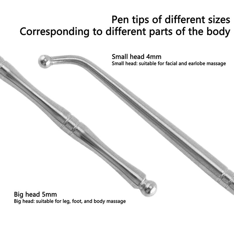 Doppelkopf Edelstahl Manuelle Akupunkturstift Triggerpunkt-Massagegerät Tiefengewebe-Massagegerät für Körpermeridian Schmerzlinderung