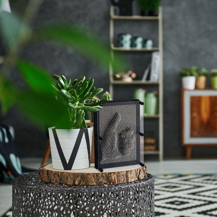 Relaxdays Jeu pinart sculpture 3D, exprimez votre créativité, rappelle les année 80s, H x L : 18 x 13 cm, argenté/noir